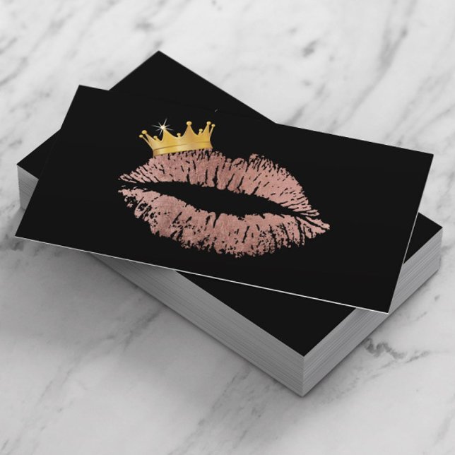 Carte De Visite Rose Gold Lip Queen Maquillage Artiste Beauté Salo (Créateur téléchargé)