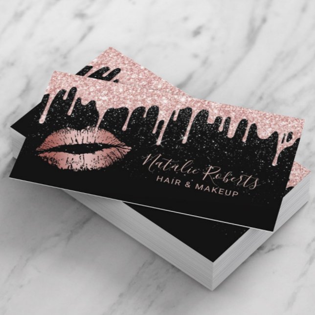 Carte De Visite Rose Gold Lips Glam Parties scintillant Drives Bea (Créateur téléchargé)
