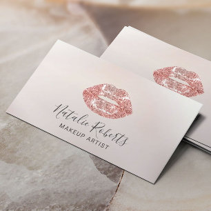Carte De Visite Rose Gold Lips Maquillage Artiste Beauté Salon Pea