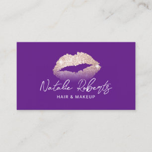 Carte De Visite Rose Gold Lips Maquillage Artiste Purple Beauty Sa