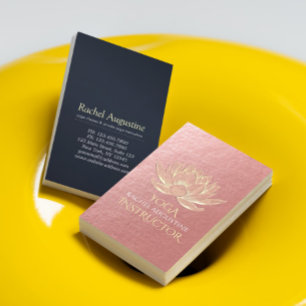 Carte De Visite Rose Gold Lotus Yoga Méditation Reiki Instructeur