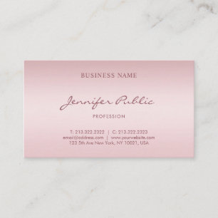 Carte De Visite Rose Gold manuscrit Script élégant moderne tendanc