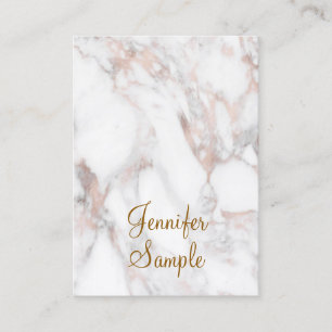 Carte De Visite Rose Gold Marble Calligraphy Script Modèle