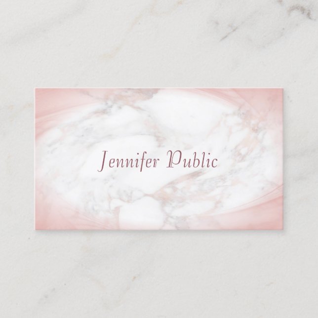 Carte De Visite Rose Gold Marble Moderne Élégant Script manuscrit (Devant)