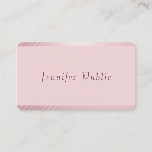 Carte De Visite Rose Gold Modèle Moderne Elégant tendance Simple (Devant)