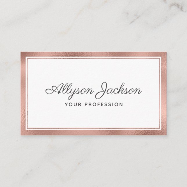 Carte De Visite Rose Gold Modern Minimal (Devant)