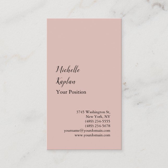 Carte De Visite Rose Gold Modern Professional Exclusive (Devant)