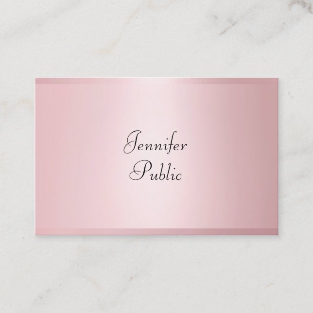 Carte De Visite Rose Gold Moderne Calligraphie Professionnel Éléga (Devant)