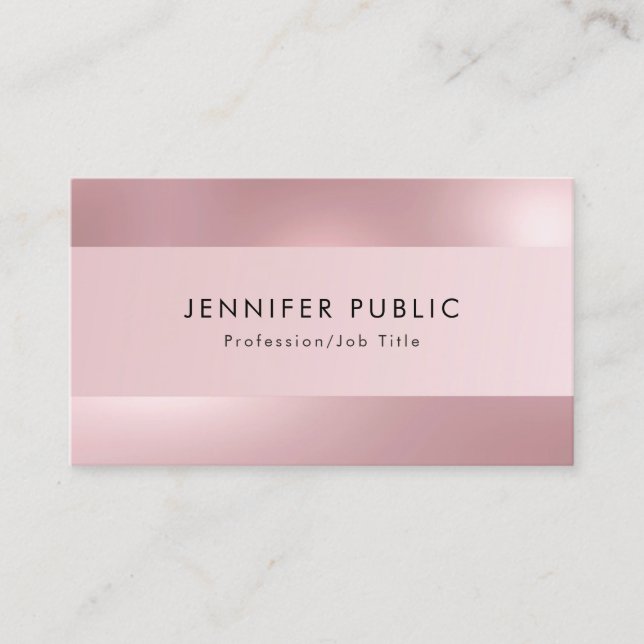 Carte De Visite Rose Gold Moderne Élégant Simple Professionnel (Devant)