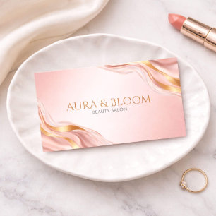 Carte De Visite Rose Gold Moderne Marbre d'Agate Rose Pâle Beauté