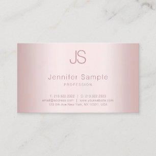 Carte De Visite Rose Gold Moderne Modèle Élégant Monogramme Simple