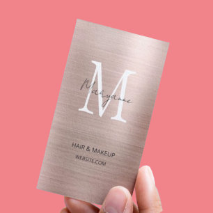 Carte De Visite Rose Gold Monogramme Élégant Moderne