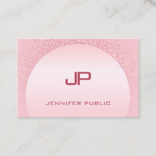 Carte De Visite Rose Gold Monogramme Moderne Élégant Modèle