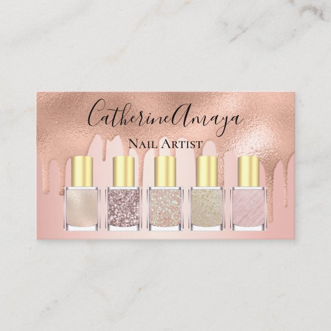 Carte De Visite Rose Gold Nail Polonais (Devant)