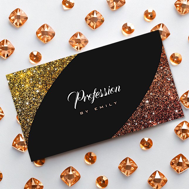 Carte De Visite Rose Gold Ombre Parties scintillant Sparkle Glam P (Créateur téléchargé)