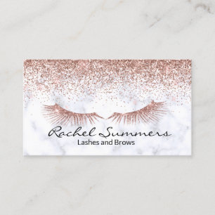 Carte De Visite Rose Gold Pailleté Dégradé Marbre Sourcil Cil