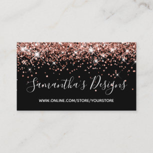 Carte De Visite Rose Gold Paillettes Boutique en Ligne Noir