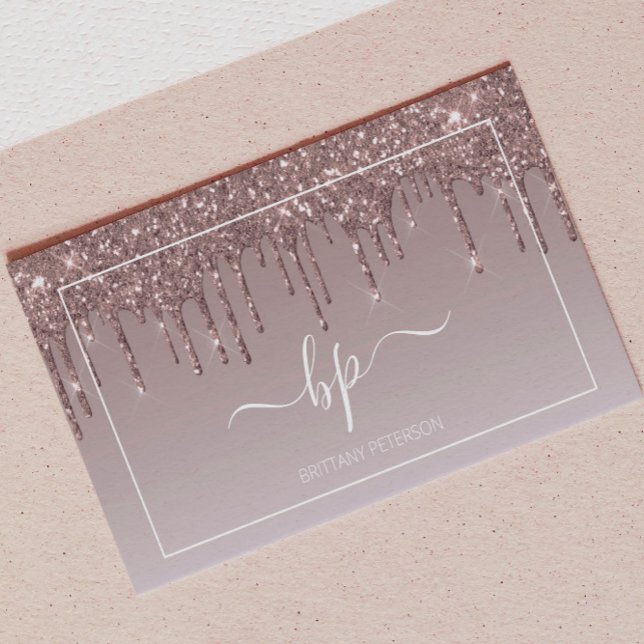Carte De Visite Rose Gold Parties scintillant Artiste de maquillag (Créateur téléchargé)