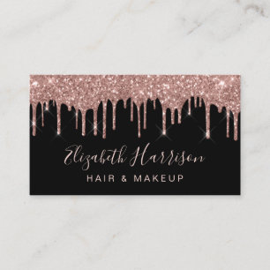 Carte De Visite Rose Gold Parties scintillant Beauté Noir