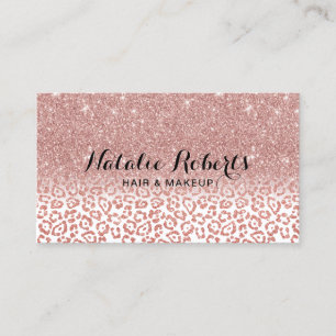 Carte De Visite Rose Gold Parties scintillant Empreinte de léopar
