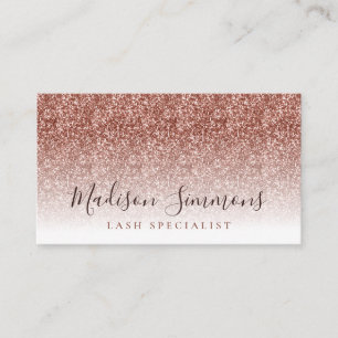 Carte De Visite Rose Gold Parties scintillant Étincelle Monogramme
