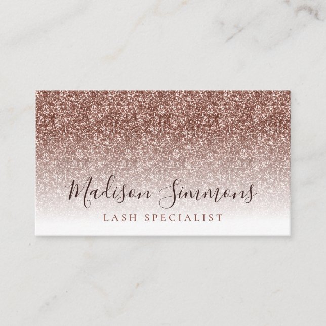 Carte De Visite Rose Gold Parties scintillant Étincelle Monogramme (Devant)