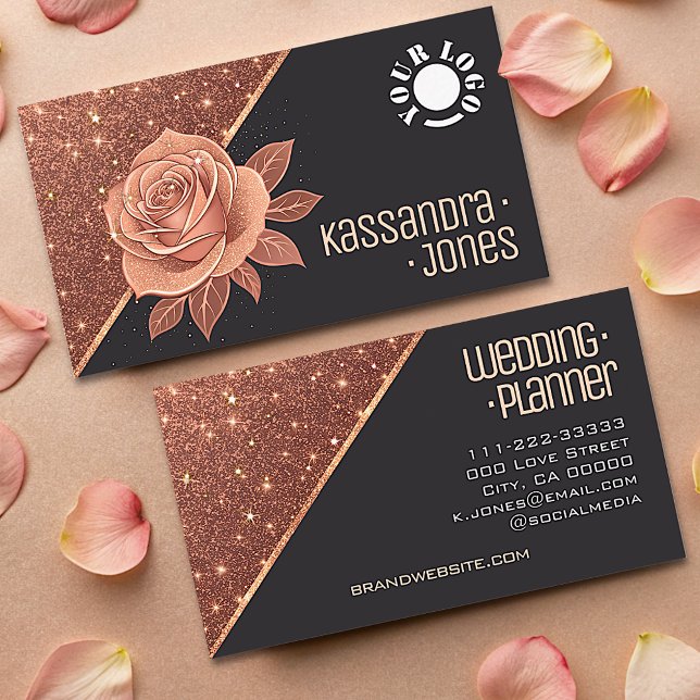 Carte De Visite Rose Gold Parties scintillant Étoiles Étoiles Luxu (Créateur téléchargé)