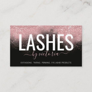 Carte De Visite Rose Gold Parties scintillant Eyelashes Technicien