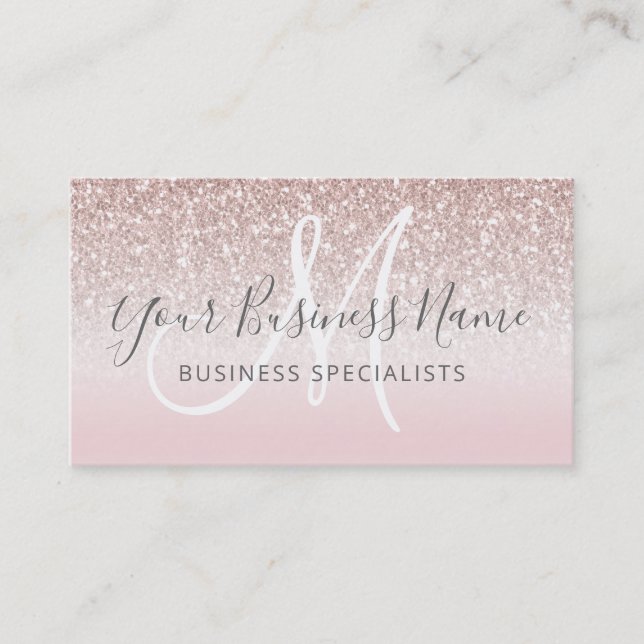 Carte De Visite Rose Gold Parties scintillant Girly Business Logo  (Devant)