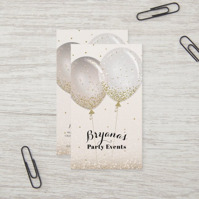 Carte De Visite Rose Gold & Parties scintillant Pink Blush Party (Devant/Arrière en situation)