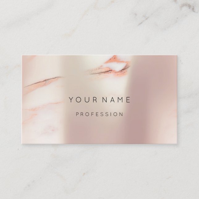Carte De Visite Rose Gold Pearly Abstrait minimal Marbre de soie (Devant)