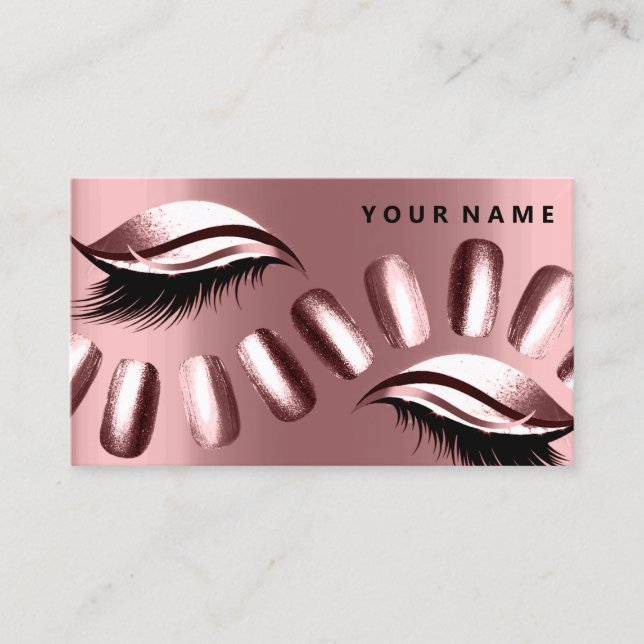 Carte De Visite Rose Gold Pearly Nails Lashes Vip Metallic (Devant)