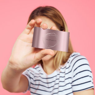 Carte De Visite Rose Gold Pearly Poligonal Frame Eggplant Mauve