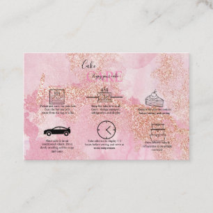 Carte De Visite Rose Gold Pink Parties scintillant Cake Care