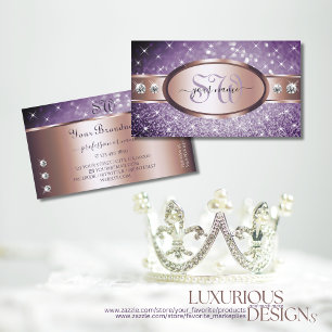 Carte De Visite Rose Gold Purple Parties scintillant Étoiles Diama