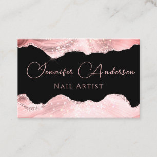 Carte De Visite Rose Gold Rose Agate Design Clou Artiste