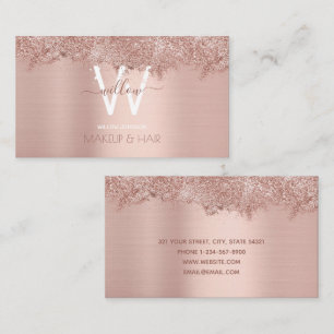 Carte De Visite Rose Gold Rose Paillette Coiffeur Institut de Beau