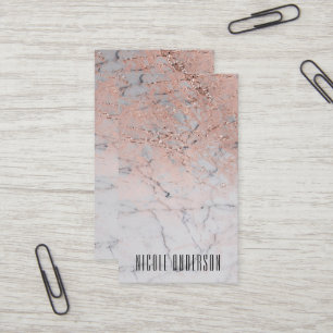 Carte De Visite Rose Gold Rose Tendance Moderne Marbre Chic Glam