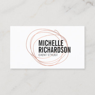 Carte De Visite Rose Gold Scribble avec Gras Texte Résumé Design