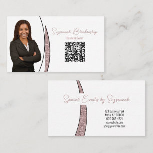 Carte De Visite Rose Gold Sliver Faux Parties scintillant Photo QR