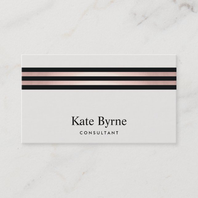 Carte De Visite Rose Gold Stried Moderne Professionnel (Devant)