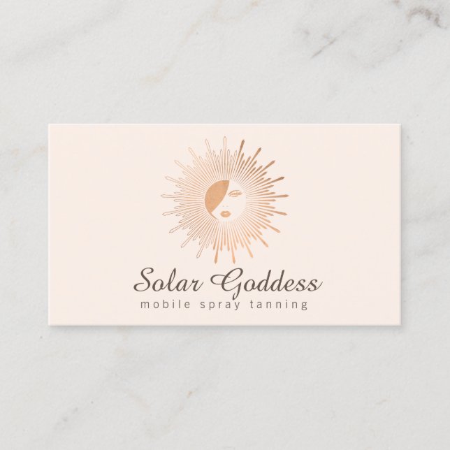 Carte De Visite Rose Gold Sun Goddess Girl Beauté Salon rose (Devant)