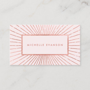 Carte De Visite Rose Gold Sunburst Blush Rose