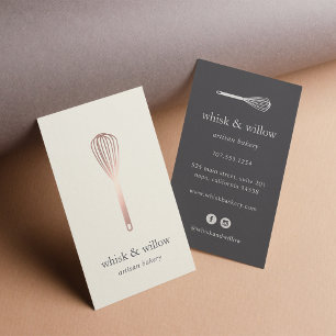 Carte De Visite Rose Gold Whisk   Bakery   Chef   Caterer