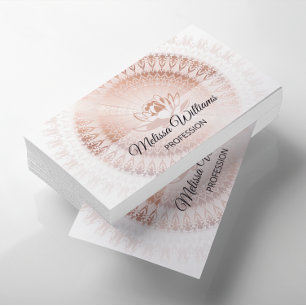 Carte De Visite Rose Gold White Lotus Mandala