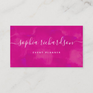 Carte De Visite Rose gras vif  Aquarelle et script