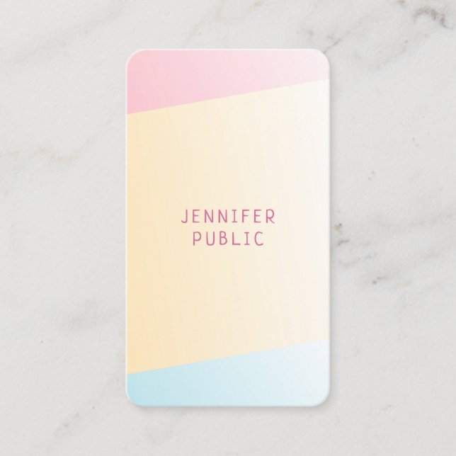 Carte De Visite Rose Jaune Bleu Moderne Élégant Tendance Couleurs  (Devant)