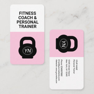 Carte de visite rose kettlebell pour entraîneur pe