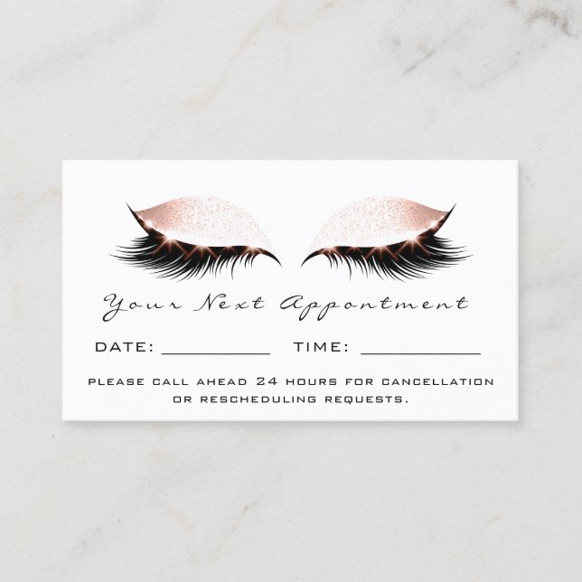Carte De Visite Rose Lashes Maquillage Artiste Rendez-vous Blanc (Devant)