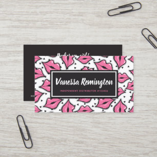 Carte De Visite Rose Lips Kiss Lipstick Beauté Distributeur Person